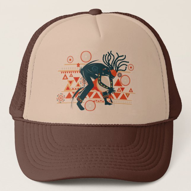 Man Playing Djembe African Music Vector Trucker Hat (Front)