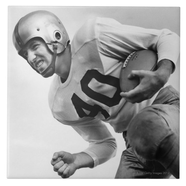 Man Playing Football 3 Ceramic Tile (Front)