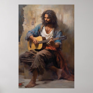Man Playing Guitar Poster Art Print Wall Art