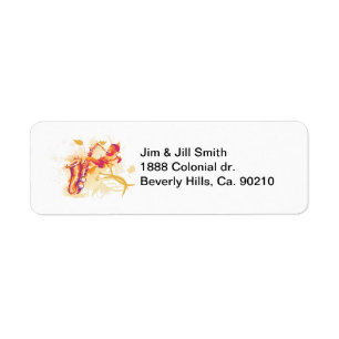 Man Playing Jazzy Saxophone Watercolor Style Return Address Label