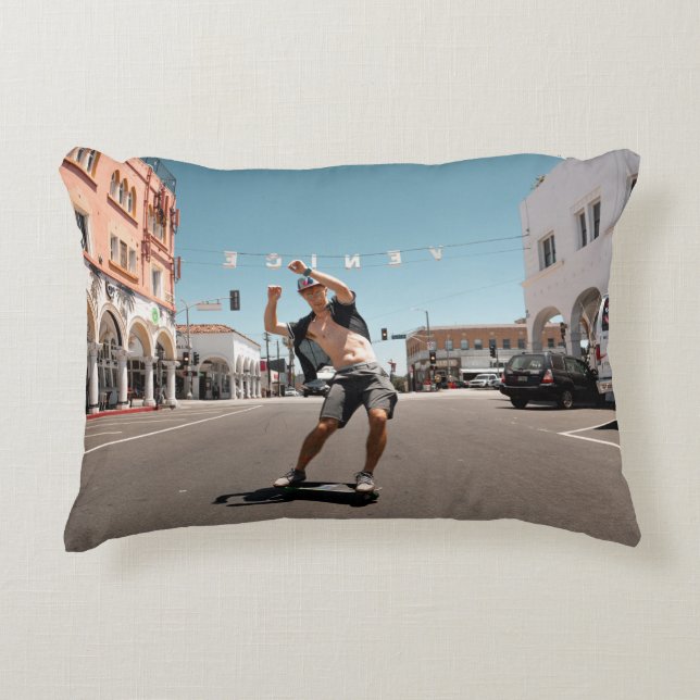 Man playing skateboard decorative cushion (Front)