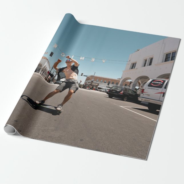 Man playing skateboard wrapping paper (Unrolled)