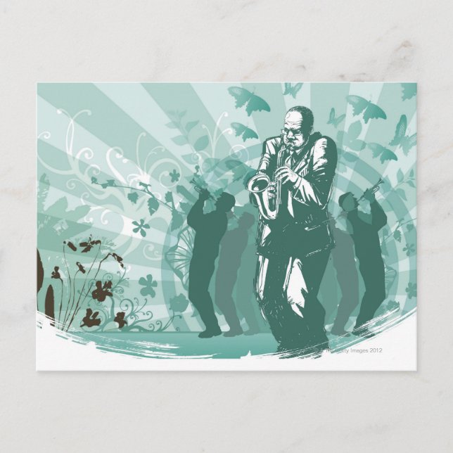 Man Playing The Trumpet Postcard (Front)