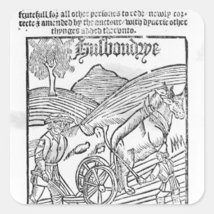 Man Ploughing a Field Square Sticker