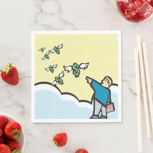 Man Pointing At Money With Wings Napkin