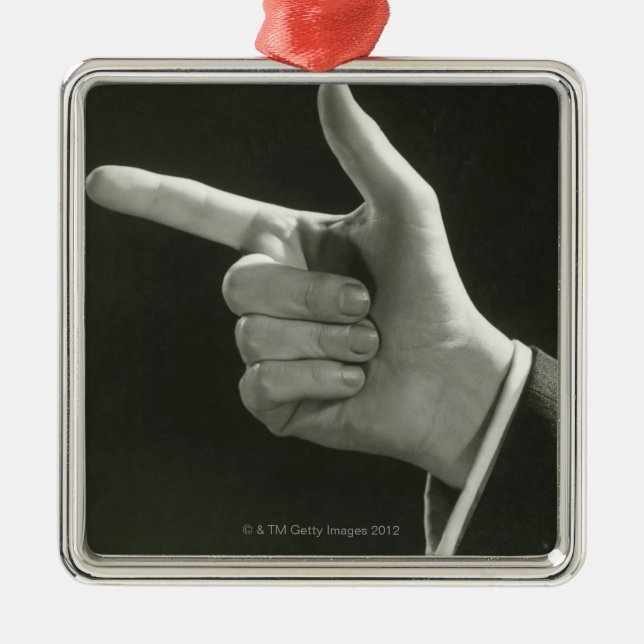 Man Pointing Metal Tree Decoration (Front)
