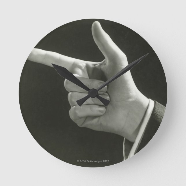Man Pointing Round Clock (Front)