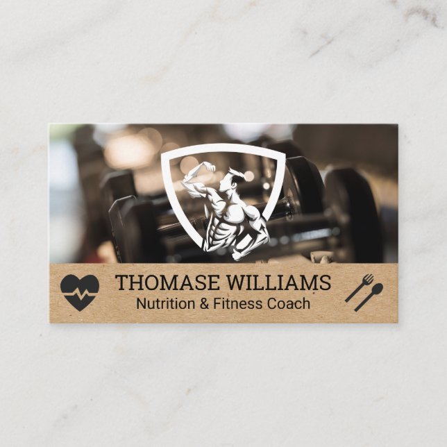 Man Posing | Fitness | Gym Weights Business Card (Front)