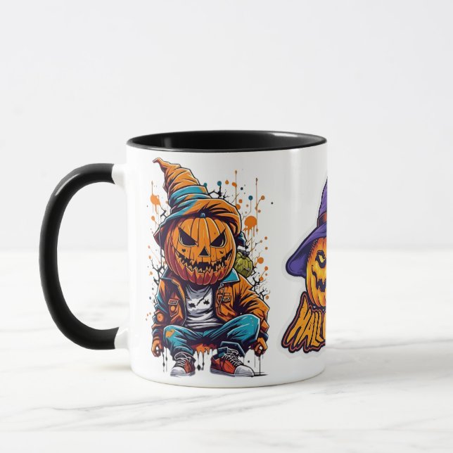 Man Pumpkin With Other Scary Pumpkins Mug (Left)
