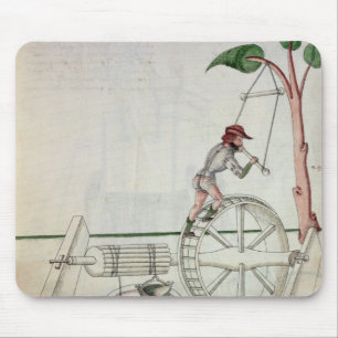 Man Putting into Motion a Wheel-Driven Well Mouse Pad