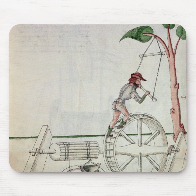 Man Putting into Motion a Wheel-Driven Well Mouse Pad (Front)