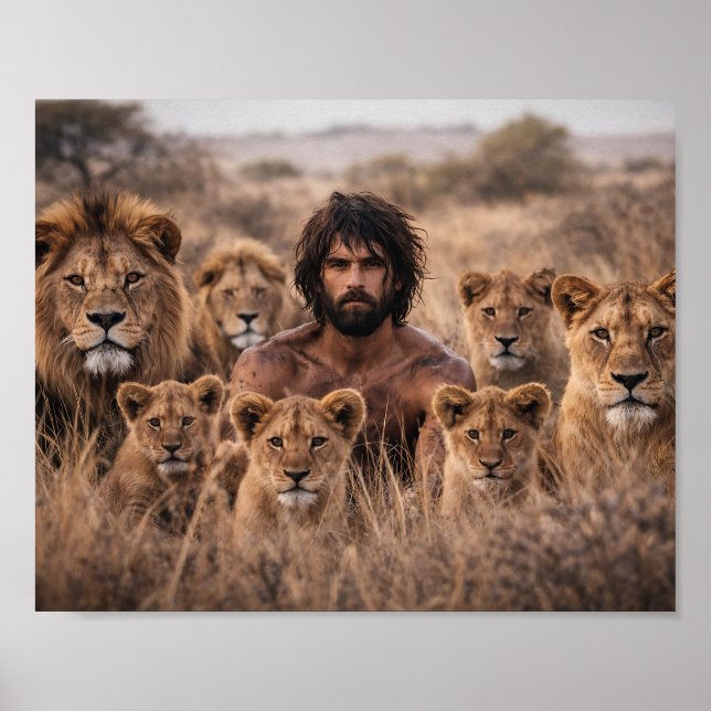 Man Raised by Lions Pride Wildlife Poster (Front)
