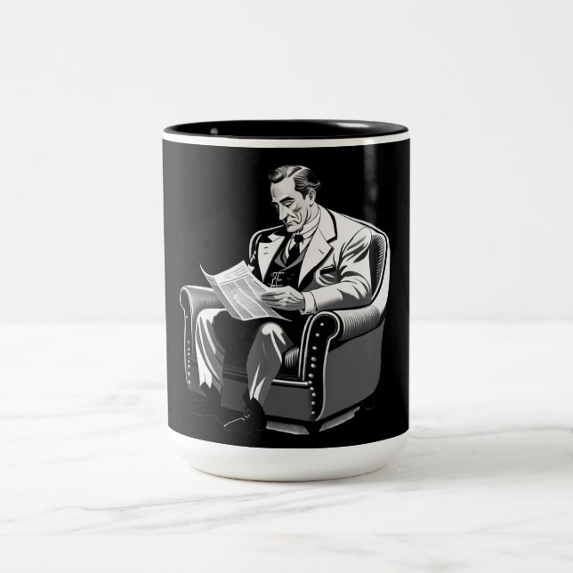 Man Reading Two-Tone Coffee Mug (Center)