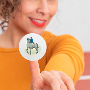 Man Riding A Horse Classic Round Sticker