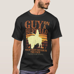 Man Riding Buffalo Possum Possee Graphic Meme T-Shirt