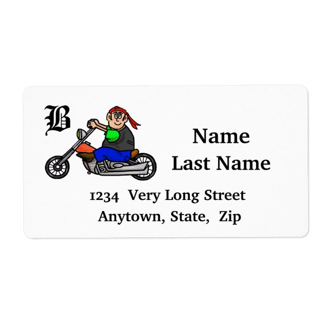Man Riding Motorcycle Address Labels (Front)