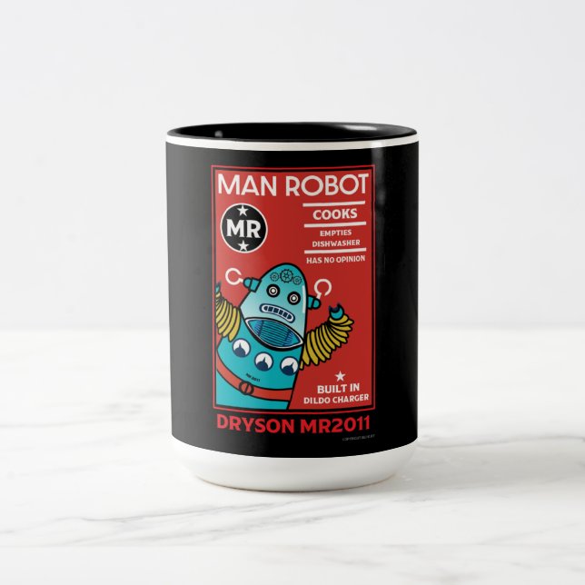 Man Robot The Perfect Man    Two-Tone Coffee Mug (Center)
