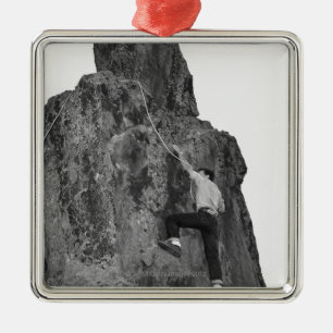Man Rock Climbing Metal Ornament