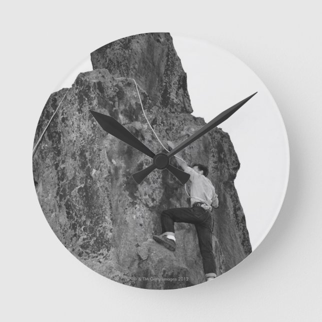 Man Rock Climbing Round Clock (Front)