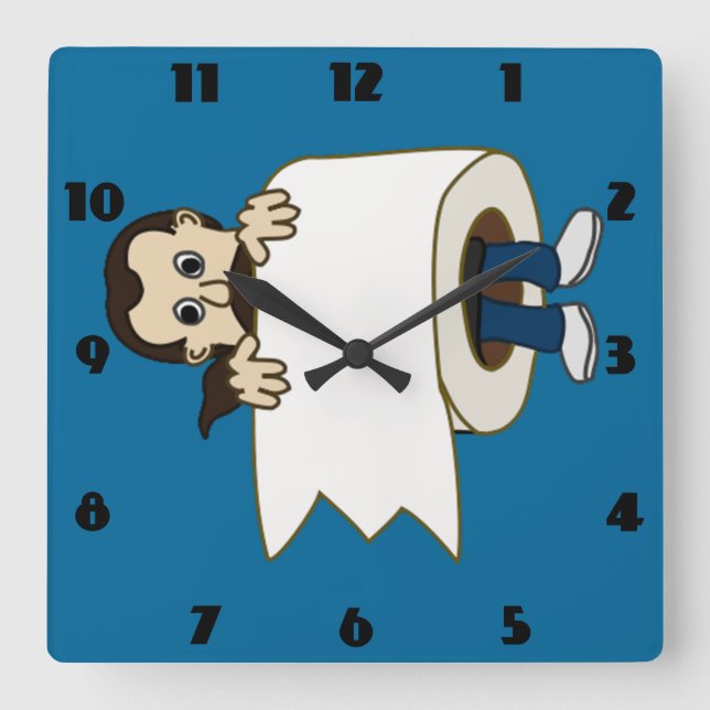 man rolled in toilet paper clock (Front)