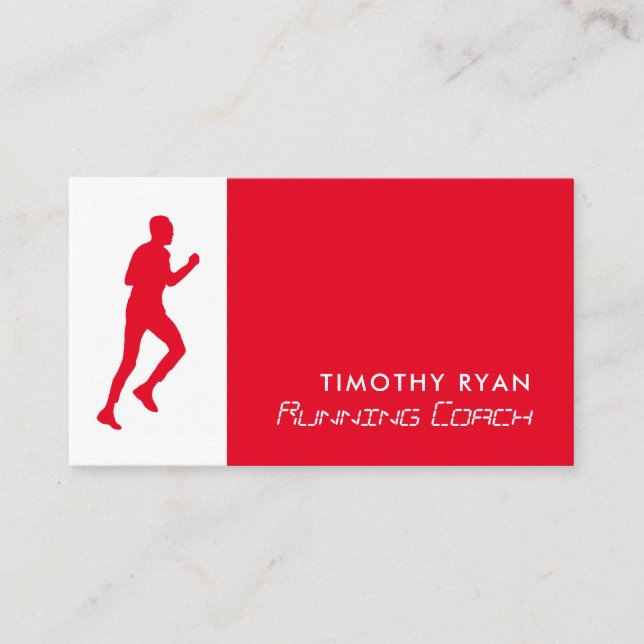 Man Running, Athletics Sportsperson, Sports Coach  Business Card (Front)
