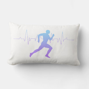 Man Running Runners Silhouette Gradient Heartbeat  Lumbar Cushion