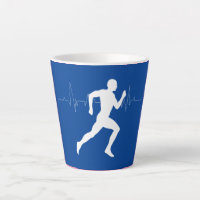 Man Running Runners Silhouette on Blue Background