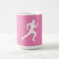 Man Running Runners Silhouette on Pink Background