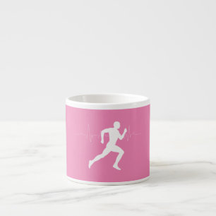 Man Running Runners Silhouette on Pink Background Espresso Cup
