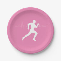 Man Running Runners Silhouette on Pink Background