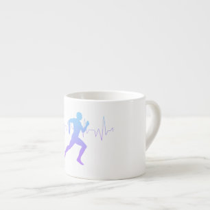 Man Running Silhouette Gradient & Heartbeat Line Espresso Cup