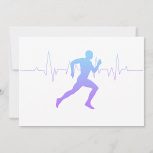 Man Running Silhouette Gradient & Heartbeat Line  Invitation