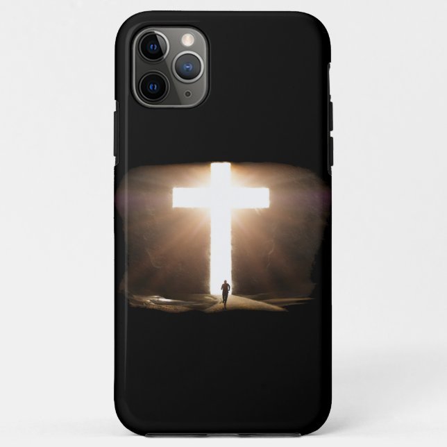 Man Running To Glowing Christian Cross of Jesus Case-Mate iPhone Case (Back)