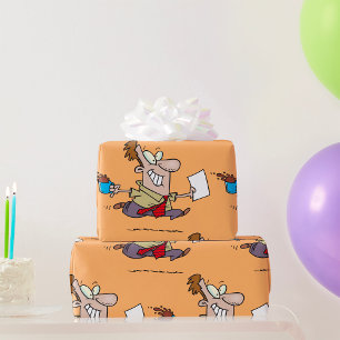 Man Running With Coffee Wrapping Paper