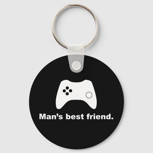 Man’s Best Friend Funny Gamer Keychain (Front)