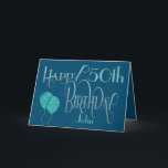 Man’s Happy Birthday Any Age and Name Blue Card<br><div class="desc">An elegant design of stylish typography in masculine colors. It is very versatile as you can easily personalise the age to any you require! Happy Birthday is set in an ornate script typography in blue, and the age is in a cordinating typeface in soft teal, along with your recipient’s name,...</div>