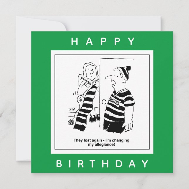 Man Says Team Lost So Changing  Allegiance Cartoon Card (Front)