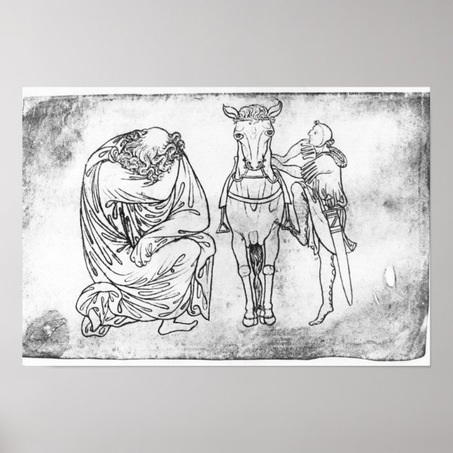 Man seated, Knight mounting his horse Poster (Front)