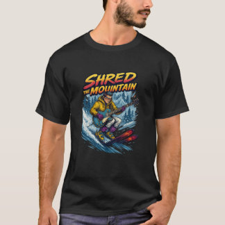 Man shredding with guitar and snow skis T-Shirt