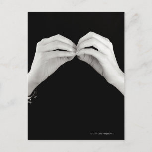 Man signing letter b in British sign language, Postcard