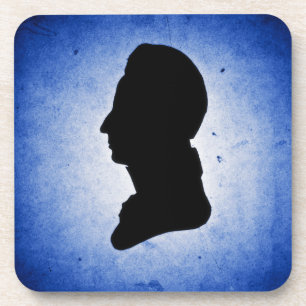 "Man Silhouette on Blue" cork coaster