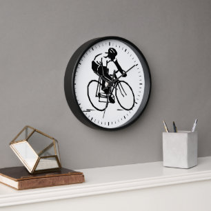 Man Silhouette Riding a Bike  Clock