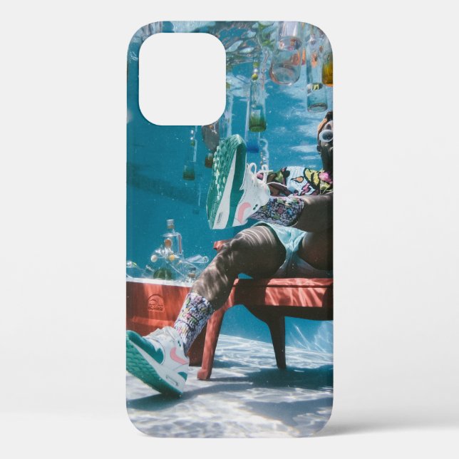 Man sitting on chair underwater with floating bott Case-Mate iPhone case (Back)