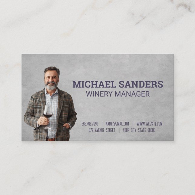 Man Smiling and Holding Glass of Wine  Business Card (Front)