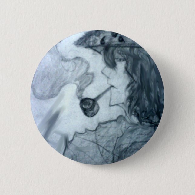 man smoking pipe manga anime 6 cm round badge (Front)