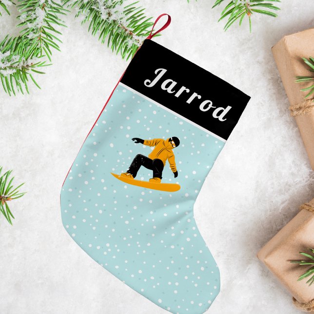 Man Snowboarding His Name Extreme Winter Sports    Small Christmas Stocking (Creator Uploaded)