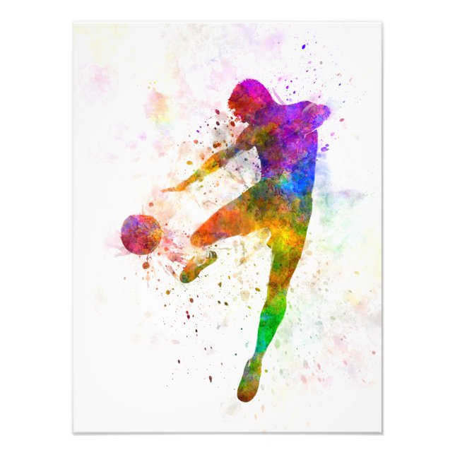 man soccer football player flying kicking photo print (Front)