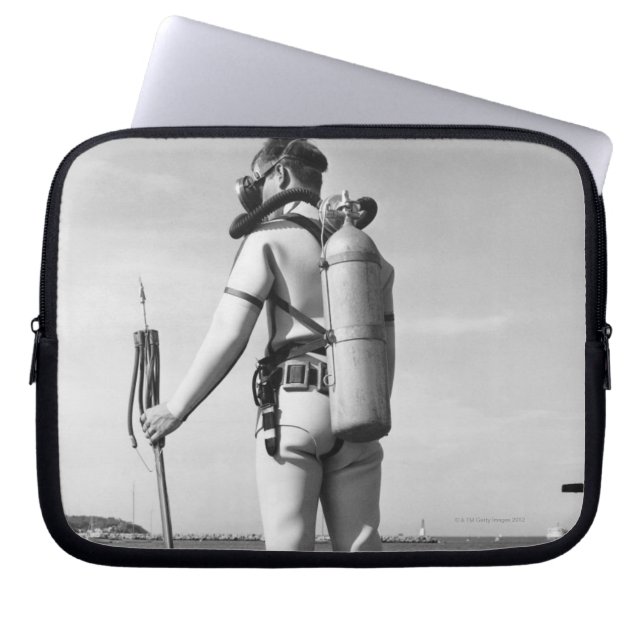 Man Standing on Pier Laptop Sleeve (Front)