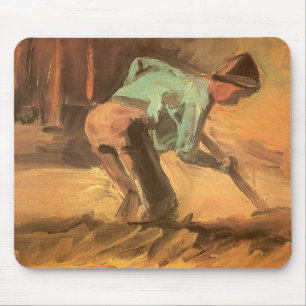 Man Stooping with Stick or Spade, Vincent van Gogh Mouse Pad