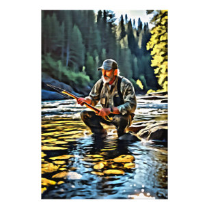 *~* Man Stream Nature  AP49 Fishing Art Photo Print